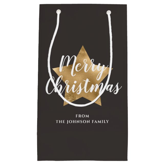 Elegant Gold Star Weihnachten Kleine Geschenktüte (Vorderseite)