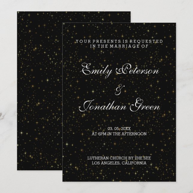 Elégant Gold Stars-Wedding Invitations (Devant / Derrière)