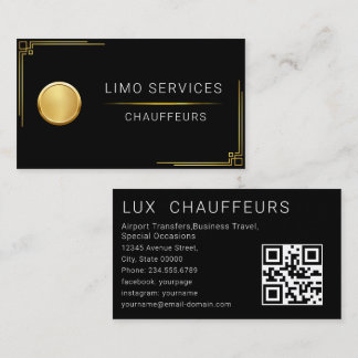 Elegant Gold Stripe Gold Chauffeur Logo Driver  Visitenkarte