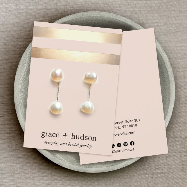 Élégant Gold Stripe Moderne Rose Écran d'oreille (Créateur téléchargé)