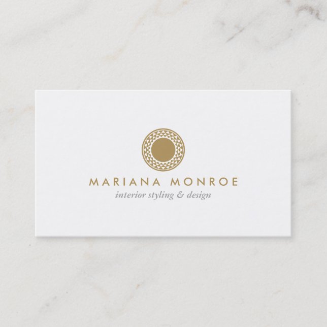 ELEGANT GOLD SUN LOGO on WHITE II Visitenkarte (Vorderseite)