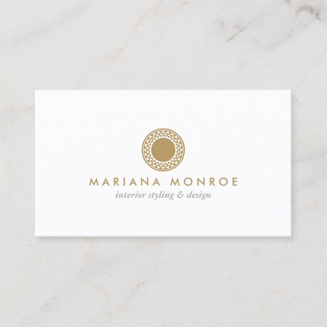 ELEGANT GOLD SUN LOGO on WHITE Visitenkarte (Vorderseite)