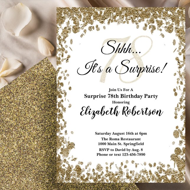 Elegant Gold Surprise 78th Birthday Invitation Einladung (Von Creator hochgeladen)