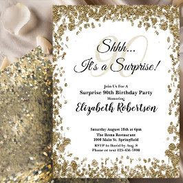 Elegant Gold Surprise 90th Birthday Invitation Einladung