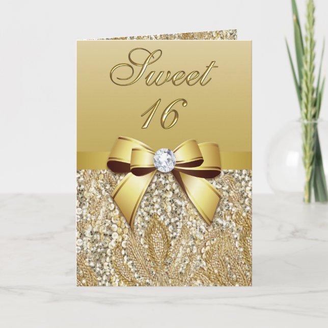 Elegant Gold Sweet 16 Party Einladungen (Vorderseite)