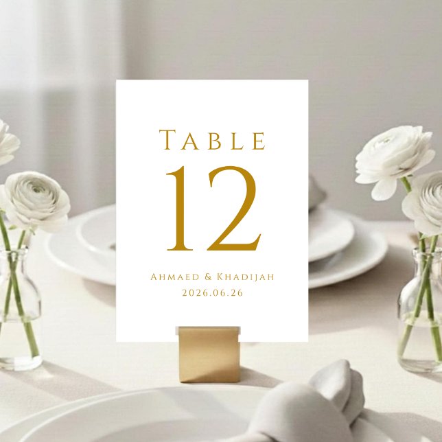 Elegant Gold Table Number Card Tischnummer (Von Creator hochgeladen)