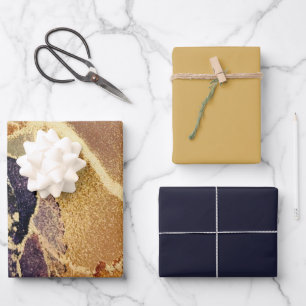 Elegant Gold Tan Lila Abstrakt Geschenkpapier Set