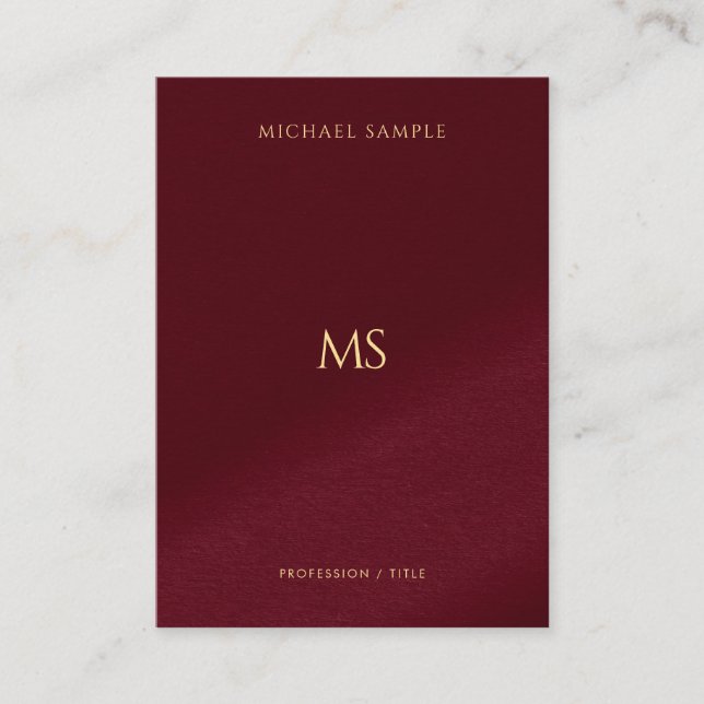 Elegant Gold Text Monogram Vertical Luxury Thick Visitenkarte (Vorderseite)
