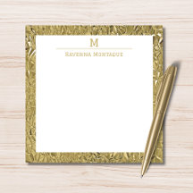 Elegant Gold Texture One Border Monogram Name 