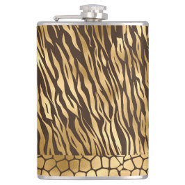Elegant Gold Tiger Giraffe Chic Hübsch Animal Flachmann