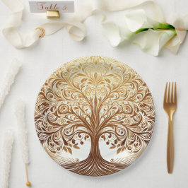 Elegant Gold Tree of Life Celebration Pappteller