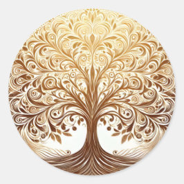Elegant Gold Tree of Life Celebration Spiritual Runder Aufkleber