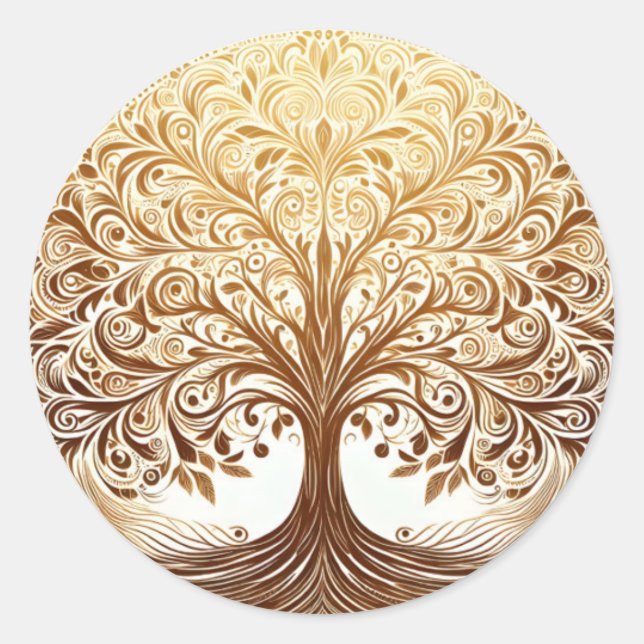 Elegant Gold Tree of Life Celebration Spiritual Runder Aufkleber (Vorderseite)