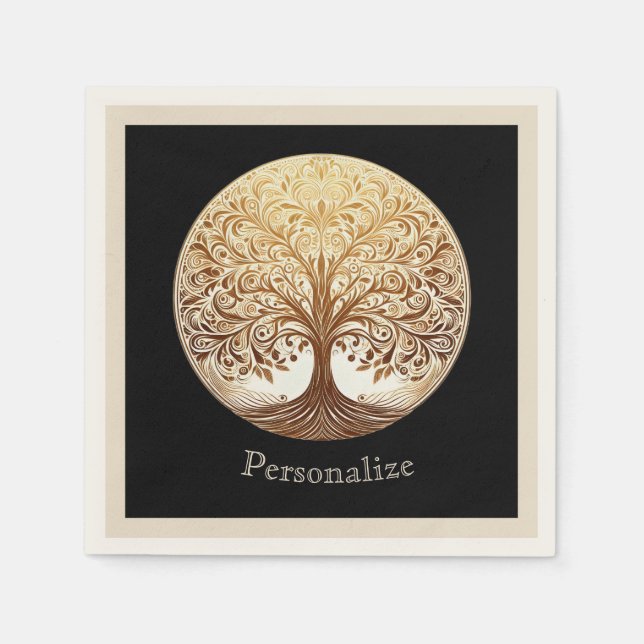 Elegant Gold Tree of Life Spiritual Zen Serviette (Vorderseite)