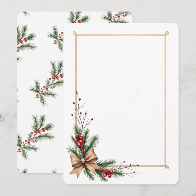 Elegant Gold-Trimmed Holiday Wedding Invitation Einladung (Vorne/Hinten)