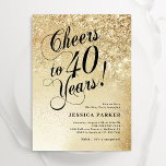 Elegant Gold Überraschung 40. Geburtstag Einladung<br><div class="desc">Elegante Überraschung 40. Geburtstag Party Einladung. Elegantes Design in Imitate Glitzer Gold und Schwarz. Features typografische Skript-Schriftart und Konfetti. Ideal für ein stilvolles Frauentag. Personalisieren Sie Ihre persönlichen Daten. Nachricht,  wenn du ein Alter brauchst. Gedruckte Zazzle Einladungen oder Sofortdownload digitalen druckbaren Vorlage.</div>
