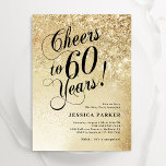 Elegant Gold Überraschung 60. Geburtstag Einladung<br><div class="desc">Elegante Überraschung 60. Geburtstagsfeier Einladung. Elegantes Design in Imitate Glitzer Gold und Schwarz. Features typografische Skript-Schriftart und Konfetti. Ideal für ein stilvolles Frauentag. Personalisieren Sie Ihre persönlichen Daten. Nachricht,  wenn du ein Alter brauchst. Gedruckte Zazzle Einladungen oder Sofortdownload digitalen druckbaren Vorlage.</div>