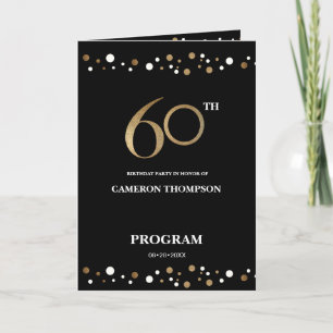 Elegant Gold und Black Confetti 60. Geburtstag Programm