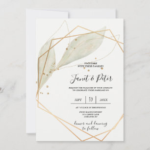 Elegant, Gold und Salbei im Elfenbeinhintergrund Einladung