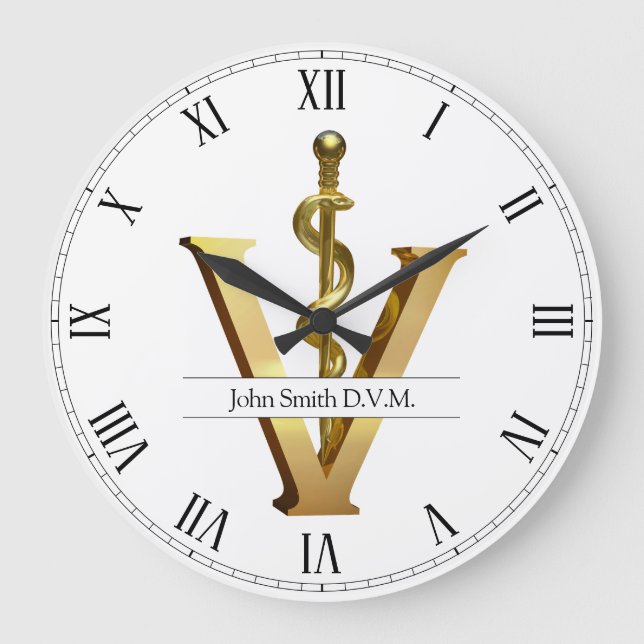 Elegant Gold V Veterinary Medicine Große Wanduhr (Vorderseite)