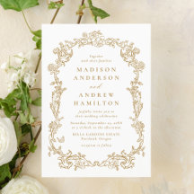 Elegant Gold Victorian Floral Frame Wedding