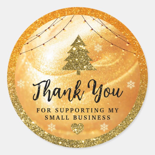 Elegant Gold Vielen Dank | Glitzer und Perl Runder Aufkleber (Vorderseite)
