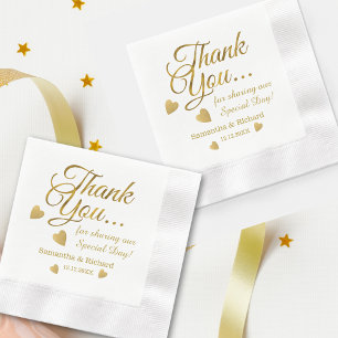 Elegant Gold Vielen Dank Personalisierte Hochzeit Serviette