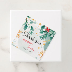 Elegant Gold Watercolor Holly Christmas Favor Tags Geschenkanhänger