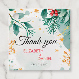 Elegant Gold Watercolor Holly Christmas Favor Tags Geschenkanhänger
