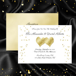 Elegant Gold Wedding Hearts Einladung