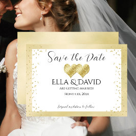 Elegant Gold Wedding Hearts Save The Date
