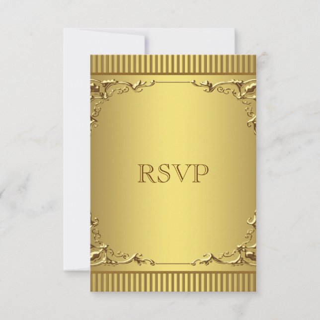 Elegant Gold Wedding RSVP Karte (Vorderseite)