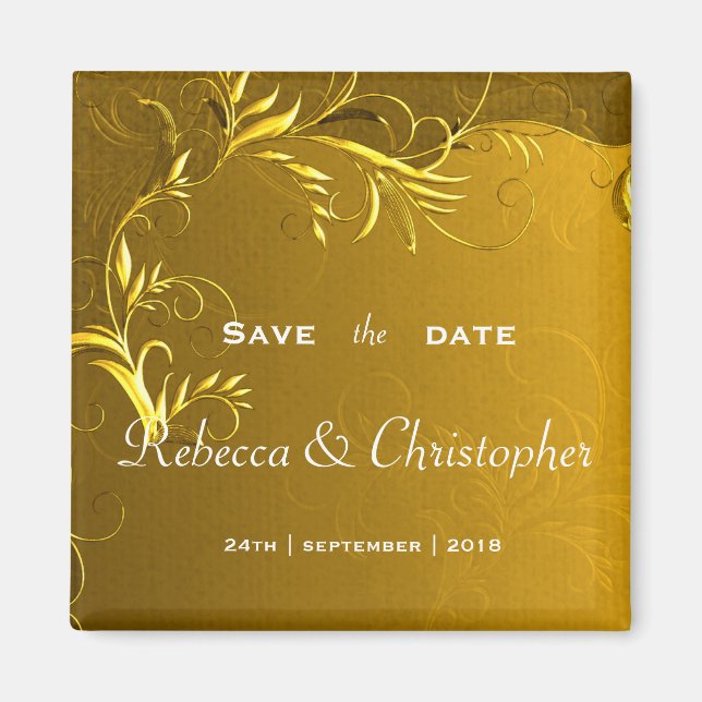 Elegant Gold Wedding Save the Date Magnet (Vorne)