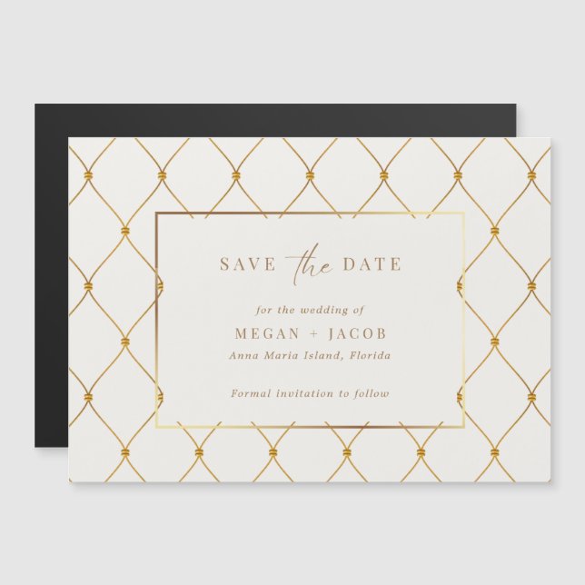 Elegant Gold Wedding Save the Date Magneteinladung (Vorne/Hinten)