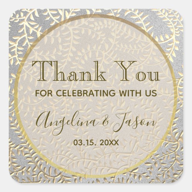 Elegant Gold Wedding Vielen Dank für Ihr Interesse Quadratischer Aufkleber (Vorderseite)