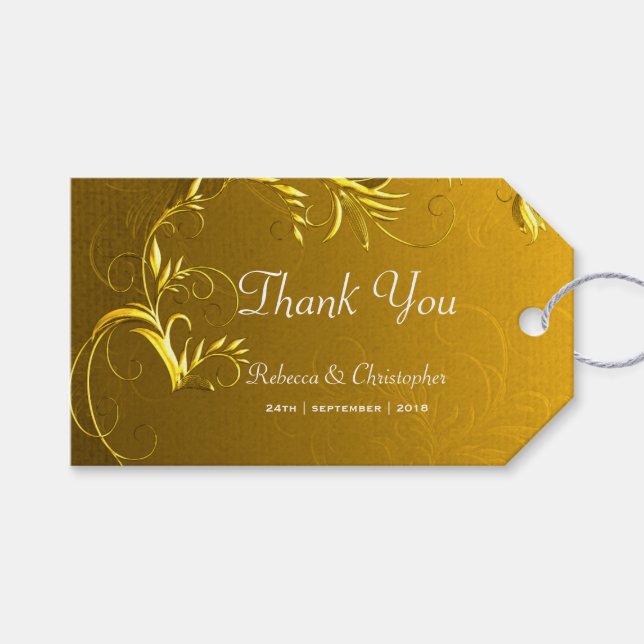 Elegant Gold Wedding Vielen Dank Geschenkanhänger (Vorderseite (Horizontal))