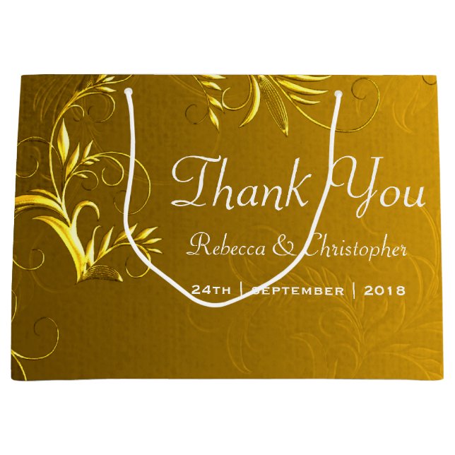 Elegant Gold Wedding Vielen Dank Große Geschenktüte (Vorderseite)
