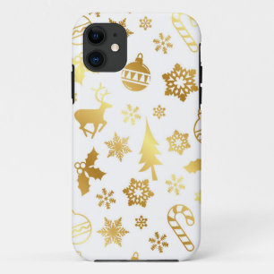 Elegant Gold Weihnachts Print iPhone Case