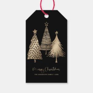 Elegant Gold Weihnachtsbaum Frohe Weihnachten Geschenkanhänger