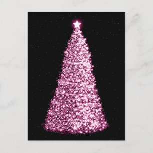 Elegant Gold Weihnachtsbaumen Rosa Feiertagspostkarte
