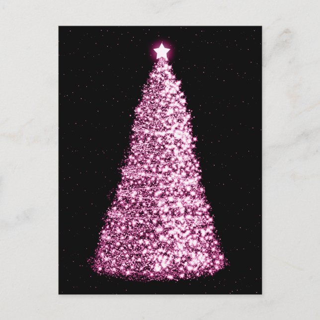 Elegant Gold Weihnachtsbaumen Rosa Feiertagspostkarte (Vorderseite)