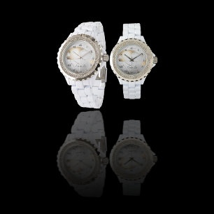Elegant Gold Weiß Faux-Marmor individuell Armbanduhr