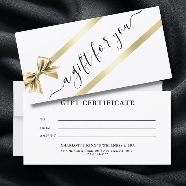 ELEGANT, GOLD, WEISS, RIBBON-GESCHÄFTSBESCHEINIGUN (ELEGANT, GOLD, WHITE, RIBBON BUSINESS CERTIFICATE)