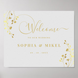 Elégant Gold Welcome & Floral Mariage Affiche de b