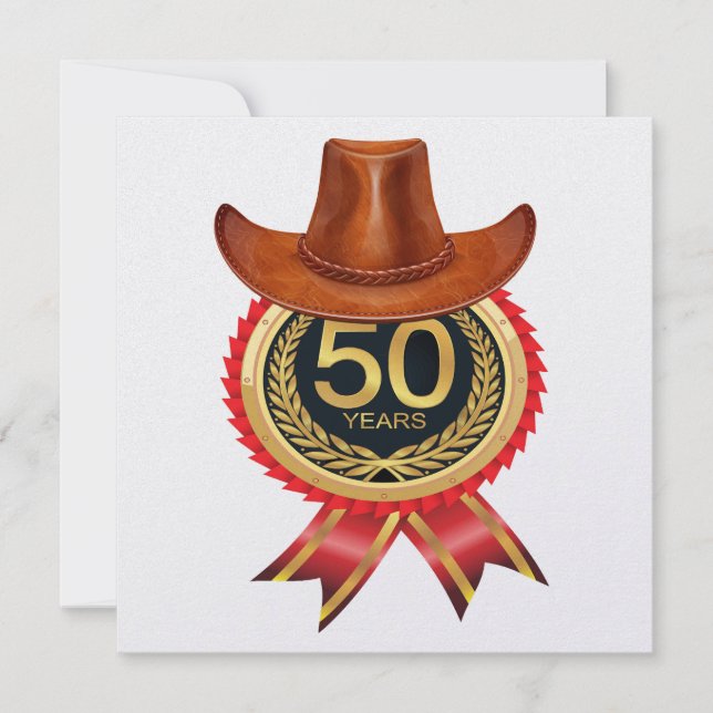 Elegant Gold Western Fifty Invitation (Devant)