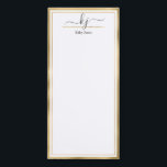 Elegant Gold White 2 Monogram Script Name Magnetischer Notizblock<br><div class="desc">Moderne,  elegante 2 Monogram Kalligraphie Script Name Custom Personalisiert Mitteilungskarten. Es zeigt Imitate goldene Rahmen auf weißem Hintergrund. Sie können dieses Notizblock mit Ihrem Namen,  2 Monogramm Initial (handgeschriebenes Kalligrafieschrift) anpassen. Wenn Sie keine Personalisierung benötigen,  können Sie diese löschen. Ideal für Lehrer,  Networking,  Unternehmer,  Beauty und mehr.</div>