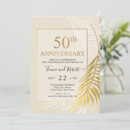 Elegant Gold White 50. Hochzeit Einladung