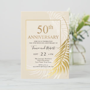 Elegant Gold White 50. Hochzeit Einladung