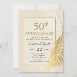 Elegant Gold White 50. Hochzeit Einladung