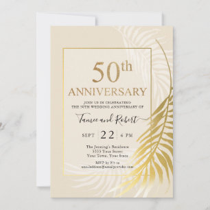 Elegant Gold White 50. Hochzeit Einladung